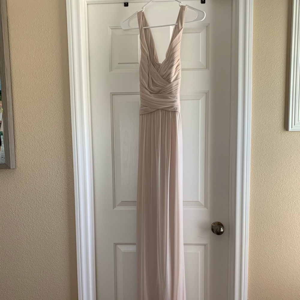 DB bridesmaid dress, cross back, cream, size 4